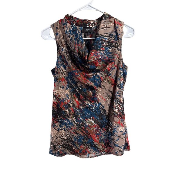 Womens Sleeveless Cowl Neck Abstract Print Blouse XS By Mossimo - Multicolor - Picture 2 of 4